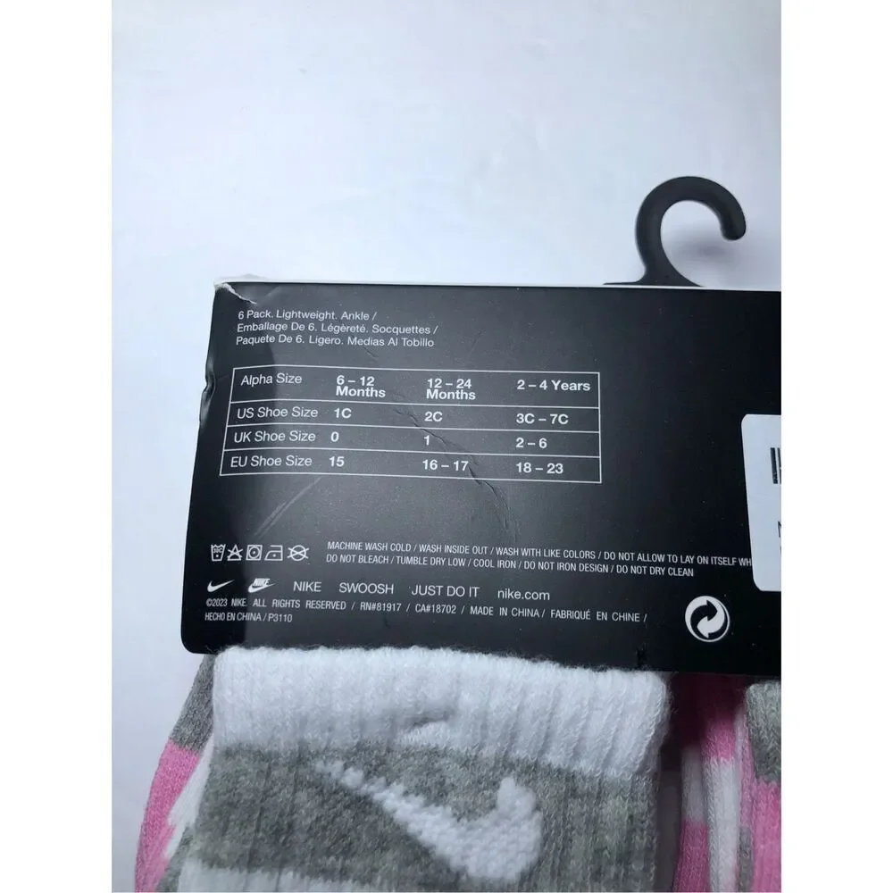 Nike Baby Socks 6 pack Size 12 -24 Month
